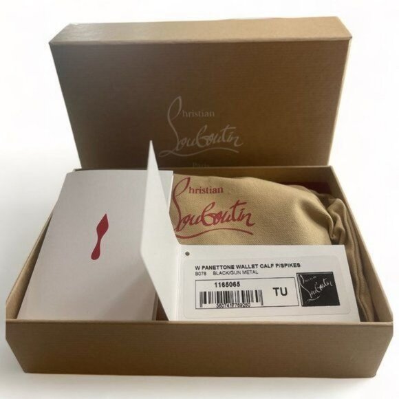 Christian Louboutin Panettone Zippy Long Wallet Spike Stud Black Red w Box/Tags - Picture 3 of 10